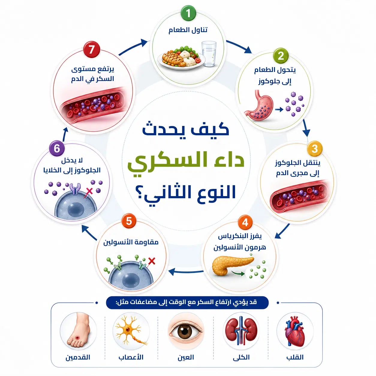 مضاعفات داء السكري من النوع الثاني على أعضاء الجسم