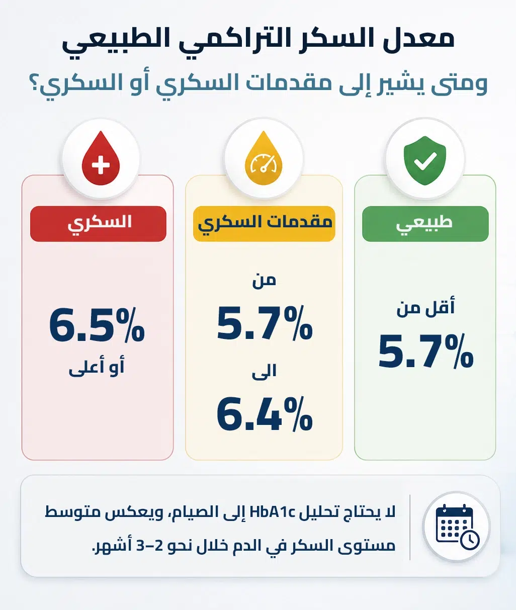 معدل السكر التراكمي الطبيعي HbA1c ومتى يشير إلى مقدمات السكري أو السكري